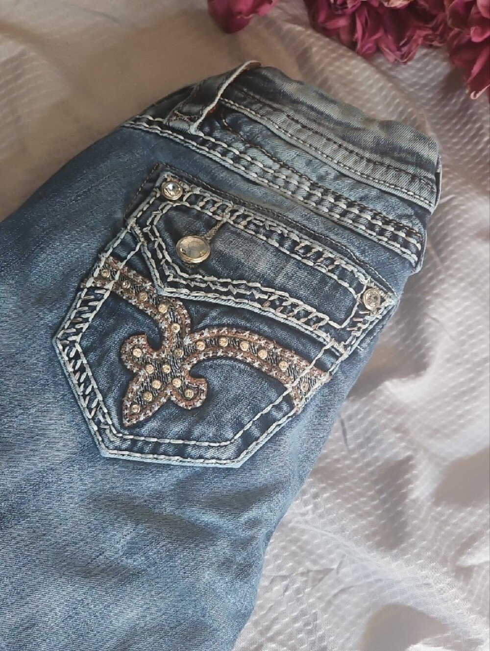 Rock Revival Women's Light Blue Barby Ankle Skinny Jeans Fleur Sz26 *flawed - Picture 10 of 16